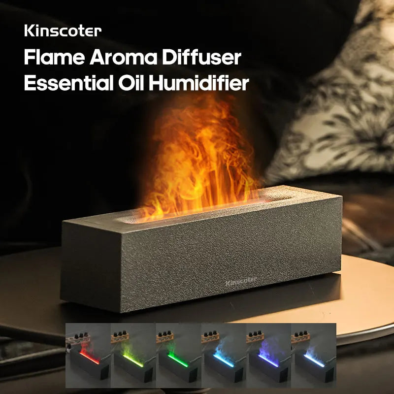 KINSCOTER flamme arôme diffuseur humidificateur d'air ultrasons Cool brumisateur brumisateur LED huile essentielle flamme lampe Difusor