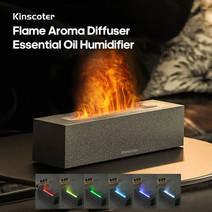 KINSCOTER-Difusor de Aroma de llama, humidificador de aire ultrasónico, máquina de niebla, nebulizador, lámpara LED de aceite esencial, Difusor de llama