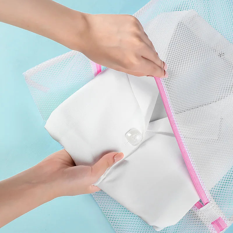 3 Size Fine and Coarse Net Zippered Laundry Wash Bags Foldable Delicates Clothing Care Washing Machine Clothes Protection Net