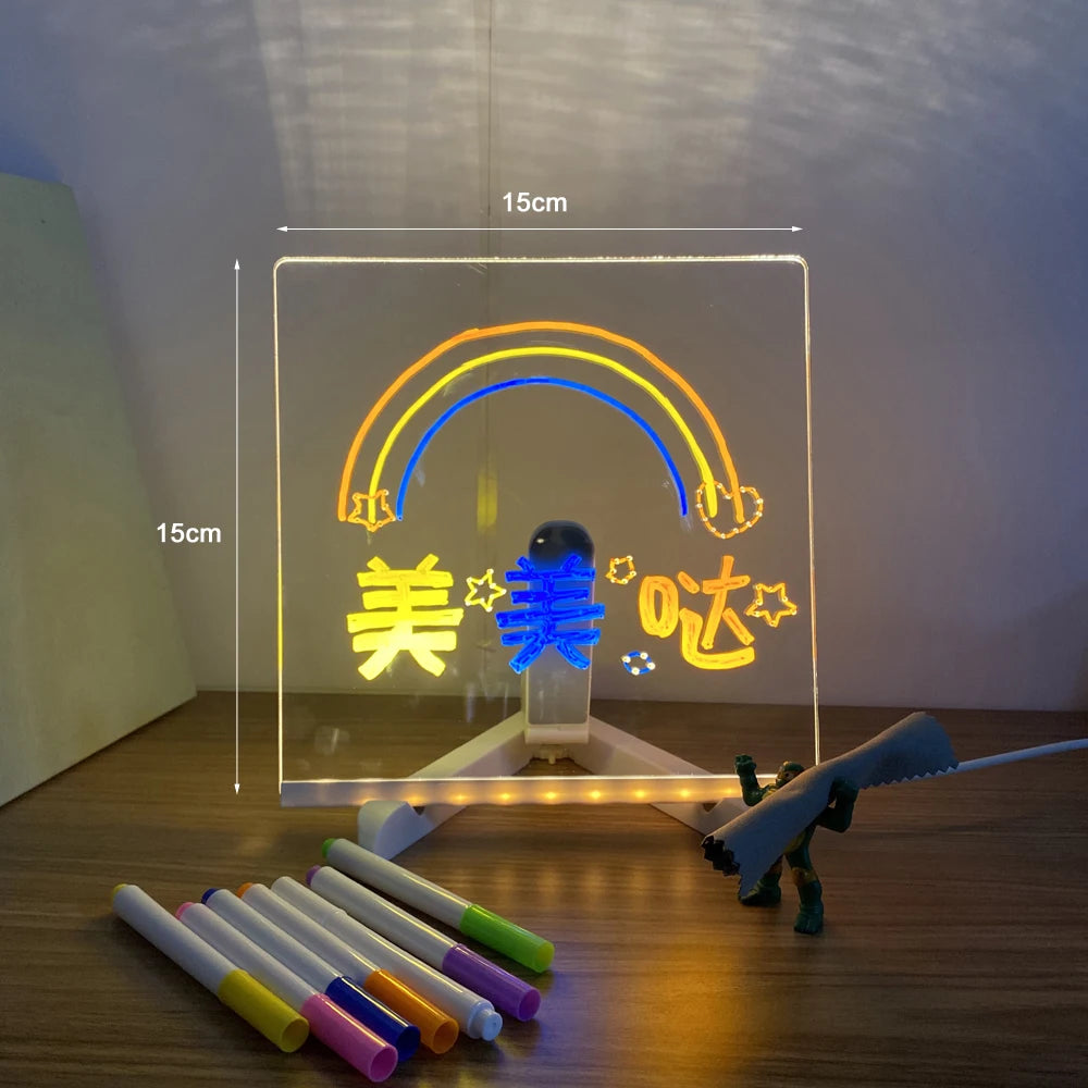 USB LED veilleuse acrylique Message Note conseil lampe avec support effaçable enfants planche à dessin enfants cadeaux chambre lampe de nuit