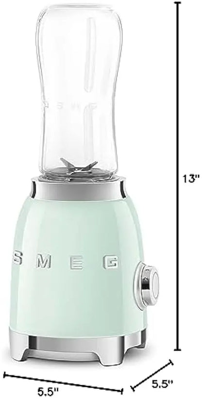 SMEG Retro Personal Blender with 2 Bottles PBF01PGUS, Pastel Green, Medium