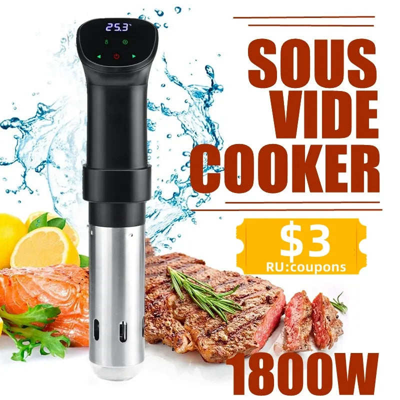 Circulador de Inmersión para cocina Sous Vide, resistente al agua IPX7, 1800W, cocción precisa con pantalla Digital LED, calentador de olla de cocción lenta