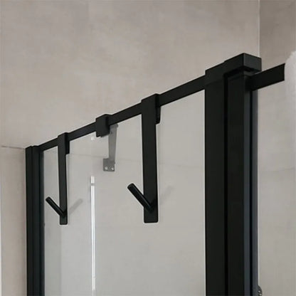 Acero inoxidable sobre puerta de vidrio, puerta de ducha, toallero de ducha trasero, colgador de albornoz de baño en forma de S, ganchos de soporte