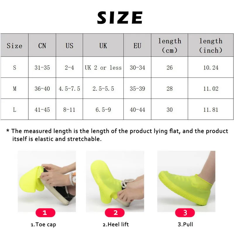 Waterproof Silicone Shoe Covers Reusable Non-Slip Wear-Resistant Rain Shoe Covers Protector Anti-Slip Boot For Outdoor Rainy Day