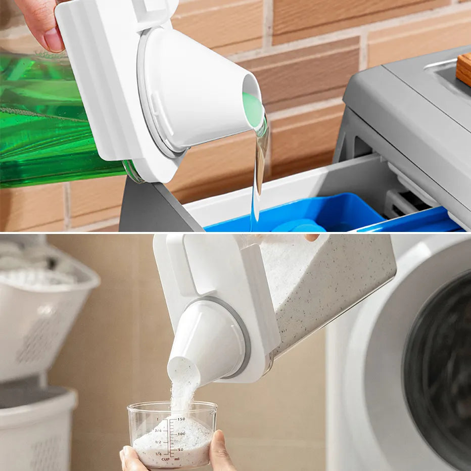 1100/1800/2300Ml Refillable Laundry Detergent Dispenser Empty Tank for Powder Softener Bleach Storage Container with Labels