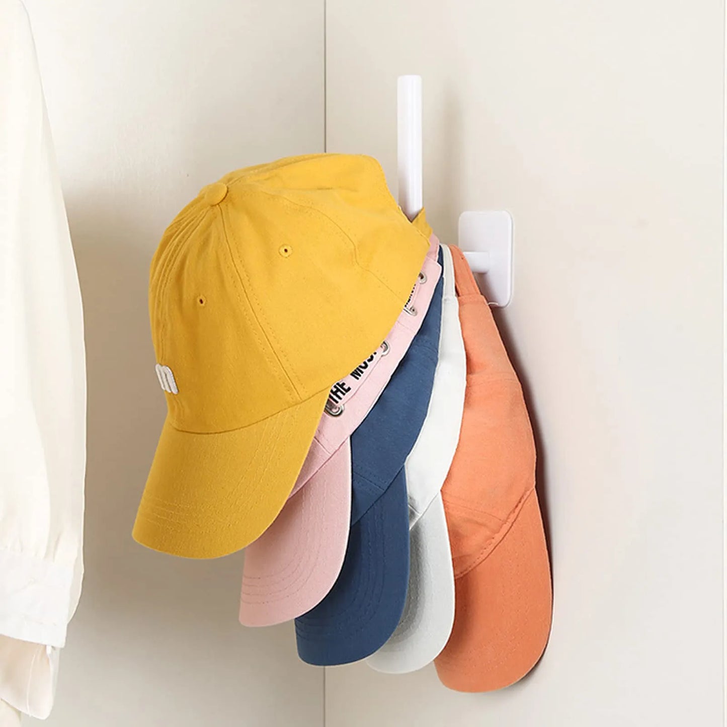 Hat Rack for Baseball Caps Adhesive Hat Hooks for Wall Cap Hanger Storage Cap Organizer No Drilling Hat Holder for Door Closet