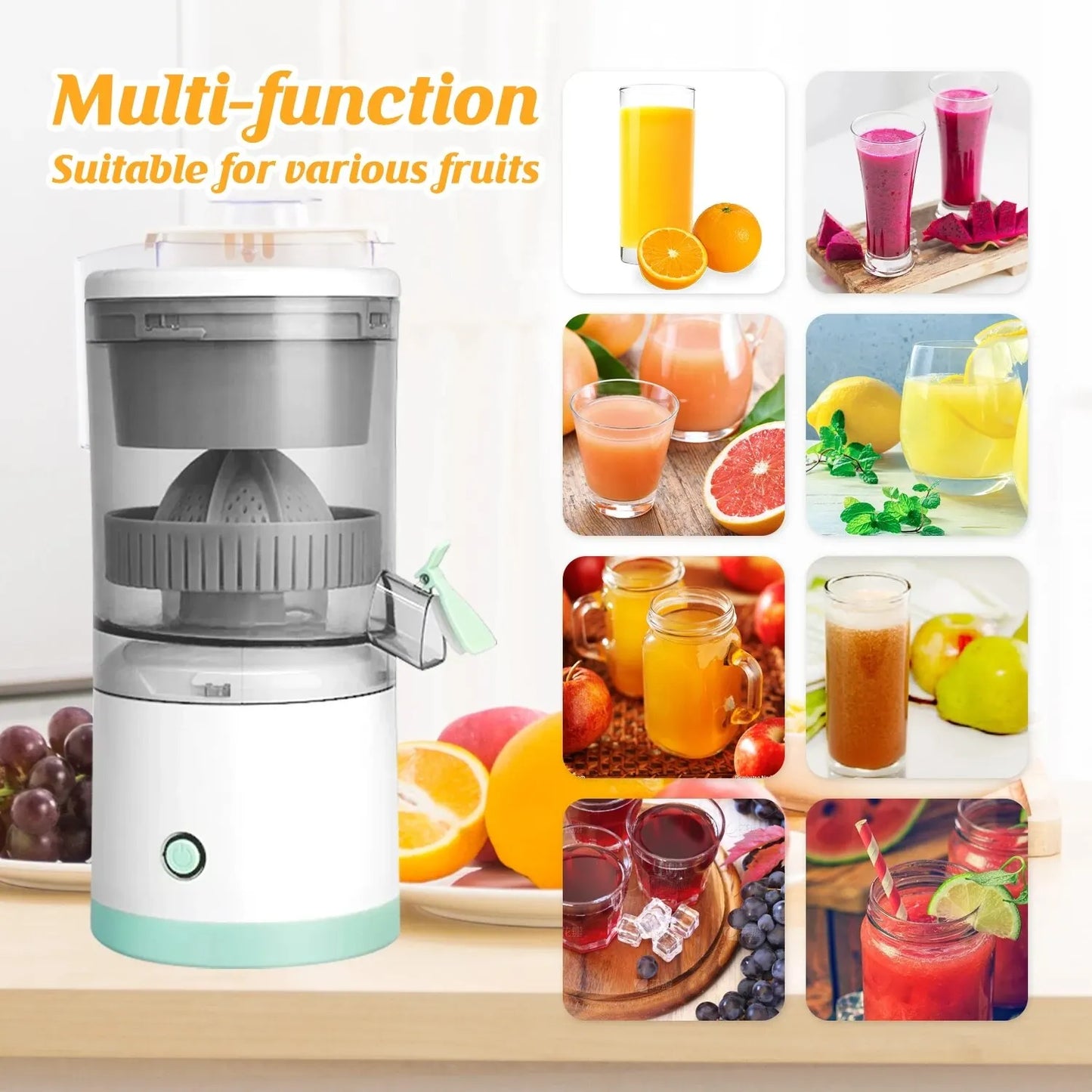 Ju479 – presse-agrumes électrique Portable, Rechargeable par USB, tasse en spirale bidirectionnelle, presse-fruits multifonctionnel pour la maison