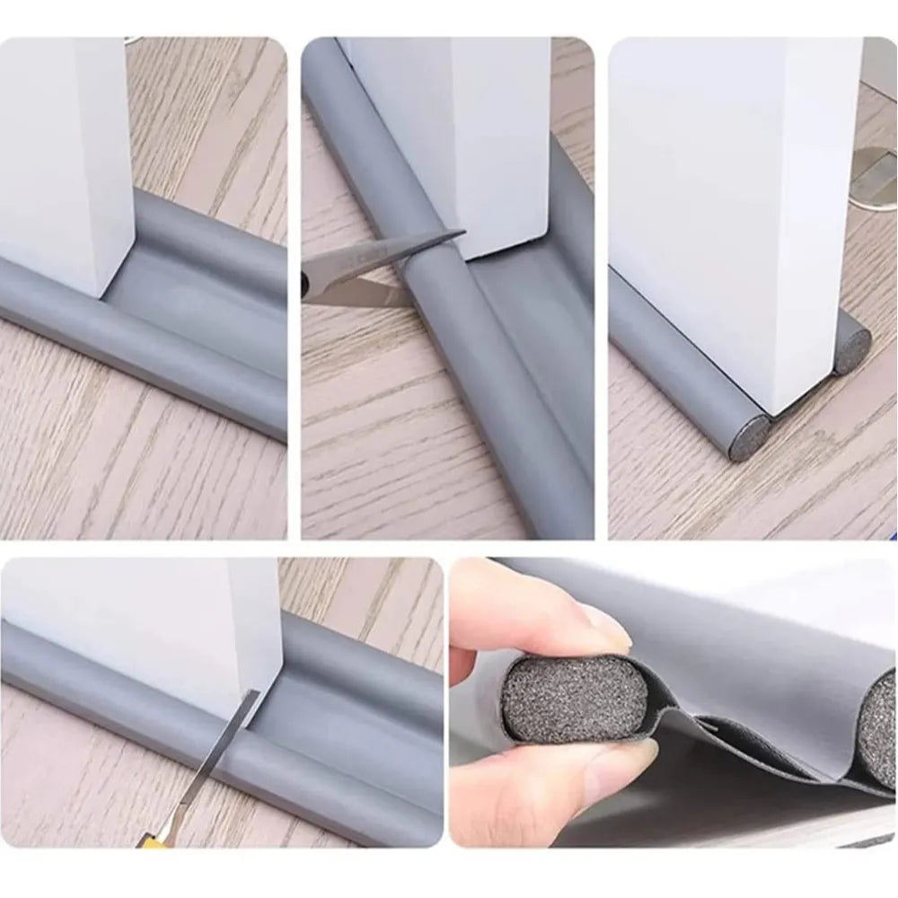 95*10cm Waterproof Seal Strip Draught Excluder Stopper Door Bottom Guard Double Silicone Rubber Seal Dustproof Soundproof