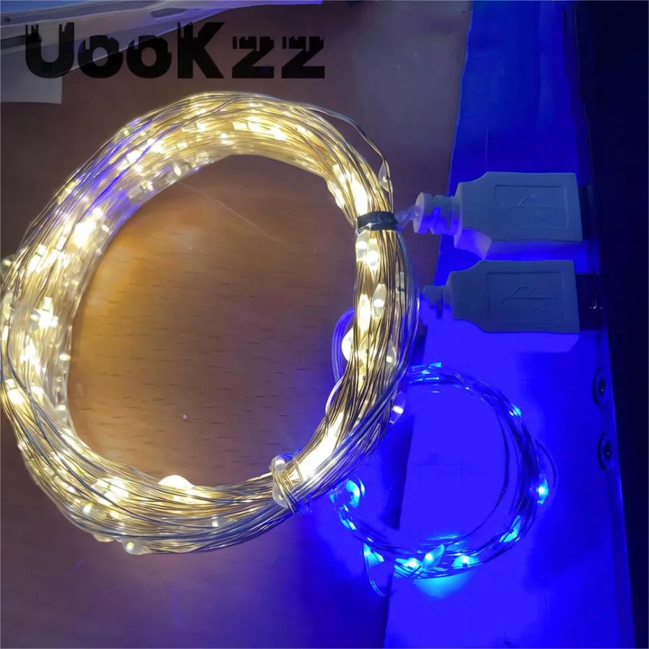 UooKzz USB LED guirlandes lumineuses cuivre argent fil guirlande lumineuse LED étanche fée lumières pour noël décoration de fête de mariage