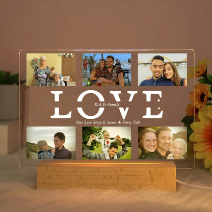 Personalized Custom Photo Text 3D Acrylic Lamp Customized Bedroom NightLight for MOM DAD LOVE Family Day Christmas Birthday Gift