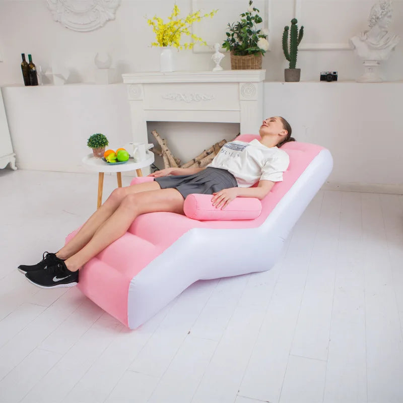 Sofá inflable en forma de S para sala de estar, silla cama de 140cm, sofá de diseño único, ergonómico, reclinable, Divano perezoso, muebles para el hogar