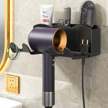 Wall Mounted Hair Dryer Holder For Dyson Bathroom Shelf without Drilling Plastic Hair dryer stand Bathroom Organizer