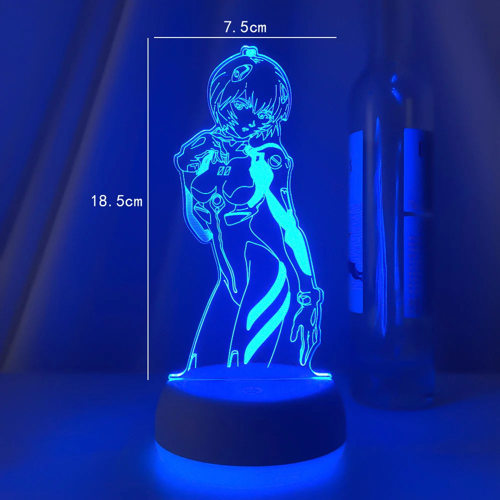 Lámpara Led 3d de Anime EVA para dormitorio, luz nocturna decorativa, regalo de cumpleaños, luz nocturna Led acrílica, figura de Ayanami Rei, envío directo