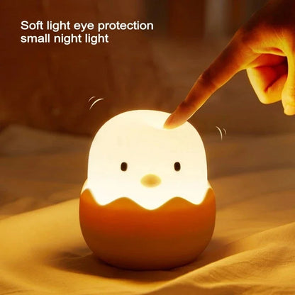 Led enfants tactile veilleuse en Silicone souple USB Rechargeable chambre décor cadeau Animal coquille d'oeuf poussin lampe de chevet bébé lumière