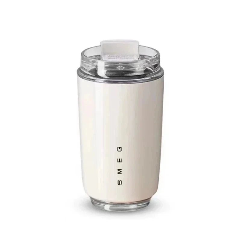 Original SMEG  Hot Coffee Insulated Stainless Steel Thermal Glass Mug Sport Bottle with Compartment Water White Thermos