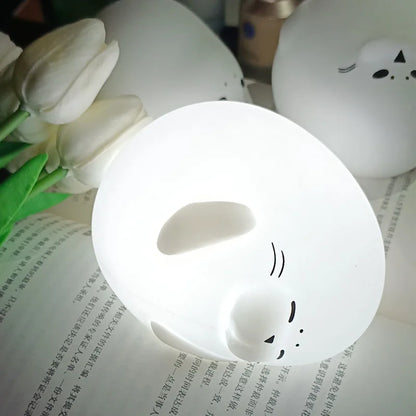 Cute Seal Silicone Small LED Night Light Bedside Living Room Bedroom Eye Protection Night Light Children's Day Gift Usb Light