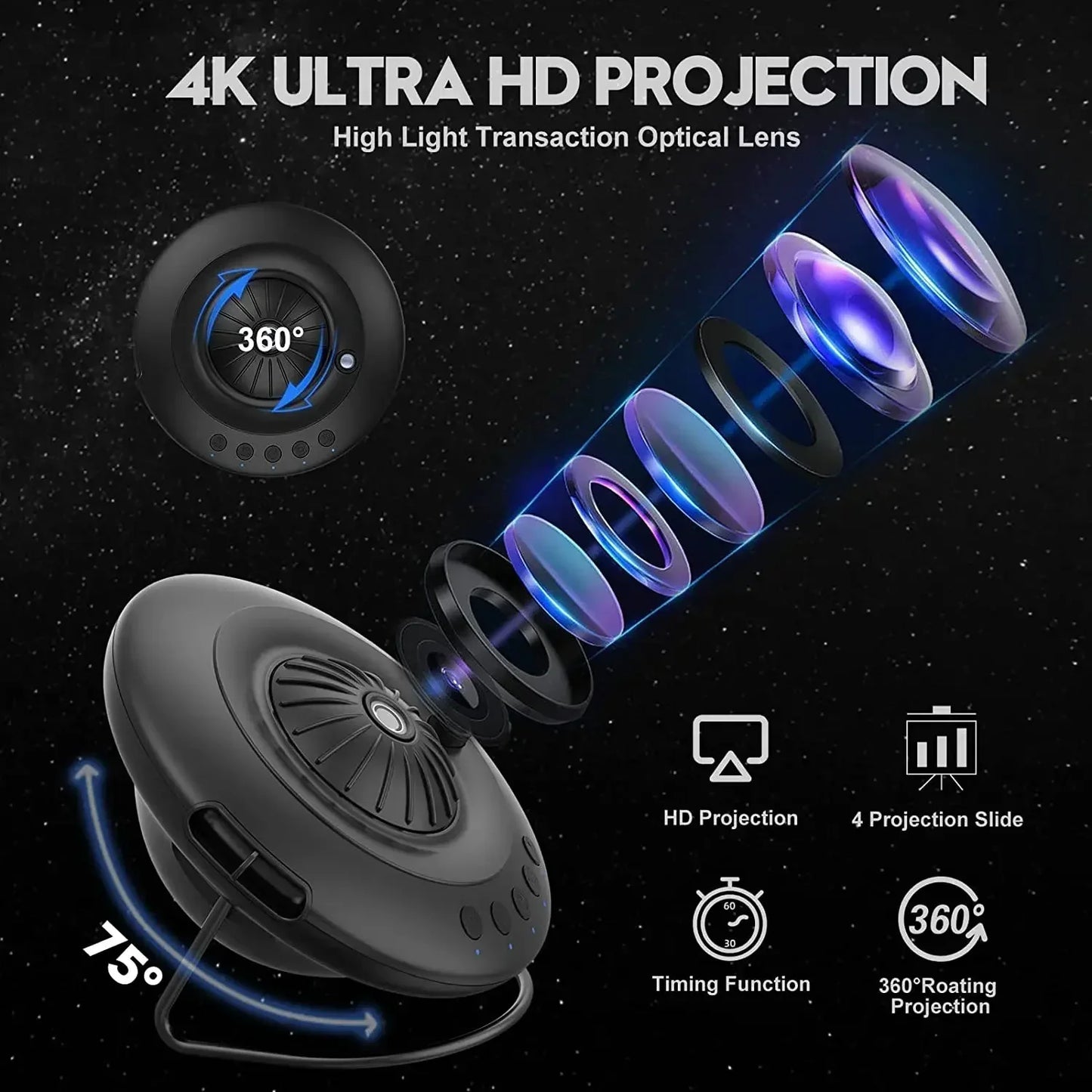 Projecteur d'étoiles de planétarium 8 en 1, projecteur de galaxie réglable à 360 °, veilleuse de planètes, lampe LED pour enfants, cadeau pour chambre à coucher, décoration de la maison