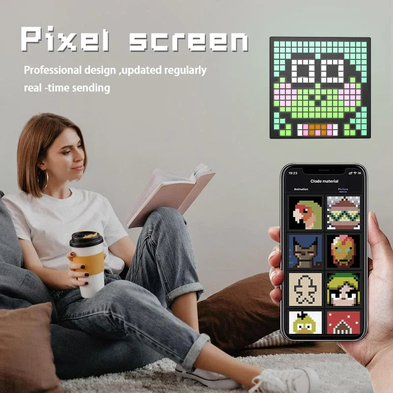 Smart LED Pixel Display Veilleuse APP Contrôle Programmable Écran DIY Texte Animation Photo Cadre Pixel Art Décor À La Maison Salle De Jeux