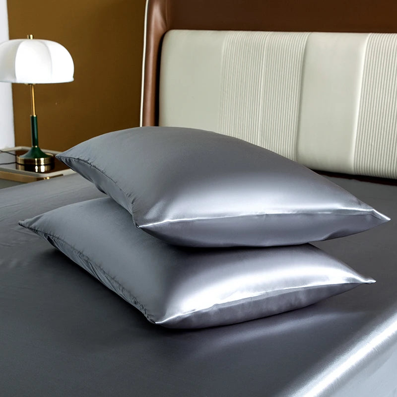 Satin Bedding Sheet Set Solid Color Fitted Sheet Set Single Double King Size Bed Sheet Set Luxury Rayon Flat Sheet Set