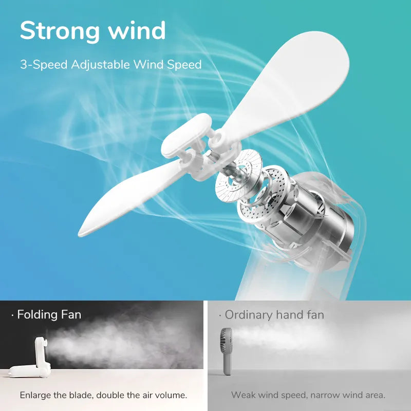 JISULIFE Portable Fan 3 IN 1 Mini Hand held Cooling Fan USB 4800mAh Recharge Small Pocket Fan with Power Bank Flashlight Feature