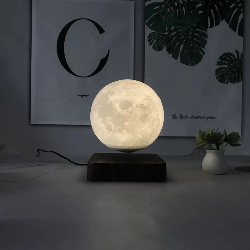 Levitating Luna Maglev Moon Lamp 3D printing Moon 14cm 18cm Three Color Adjustable Magnetic Levitation Moon Light Christmas Gift