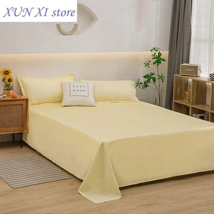 New Bed Sheets Soft Comfortable Cotton Flat Sheet Solid Color Bedsheet Single Qut Solid Color Flat Sheet for Adult Sheet Sets