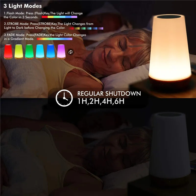 Luz nocturna que cambia de 13 colores, lámpara regulable táctil con Control remoto RGB, lámparas de mesita de noche portátiles, lámpara de noche recargable por USB