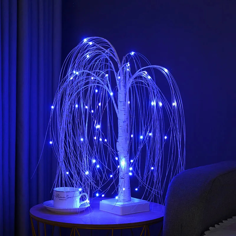 LED Night Light 16 Color Weeping Willow Tabletop Lamp Bedroom Bedside Party Wedding Christmas Office Decor Gift Fairy Tree Light