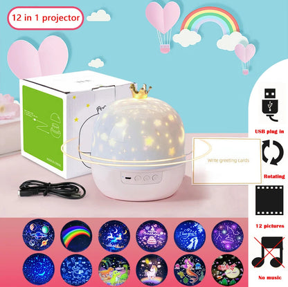 Galaxy Light Projector Star Night Light with Bt Speaker Remote Controller Rechargeable Rotate Led Lamp for Bedroom Decoration