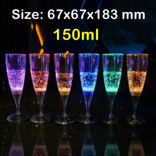 6Pcs/lot Liquid Active LED Cup Champagne Beer Wine Water Drink Flash Cup Glow Light Flashing Cups For KTV Party Bars Popular