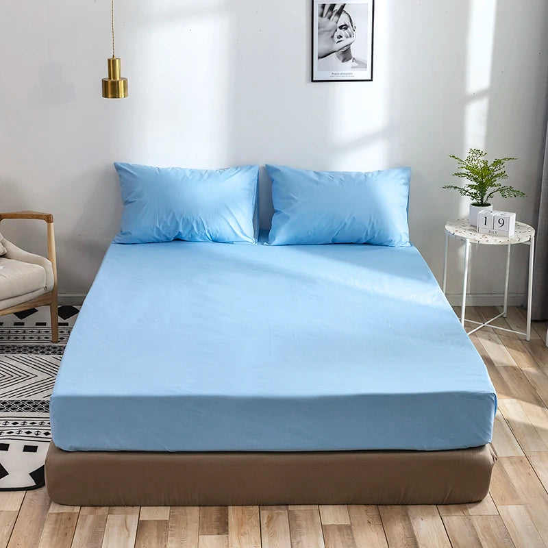 Waterproof Mattress Covers Protector Waterproof Bedsheets Set With Pillows Case Bedspread On The Bed Elastic Couple Fitted Sheet