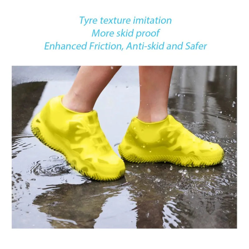 1 paire de chaussures imperméables et antidérapantes en Silicone, haute élasticité, résistantes à l'usure, bottes de pluie unisexes pour l'extérieur, couvre-chaussures réutilisables pour jours de pluie