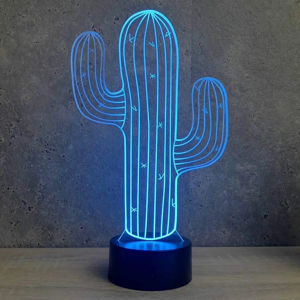 Nighdn 3D Cactus Flower Night Light Lamp Illusion Led 7 Color Changing Touch Remote Control Table Desk Decoration Lamps Gifts