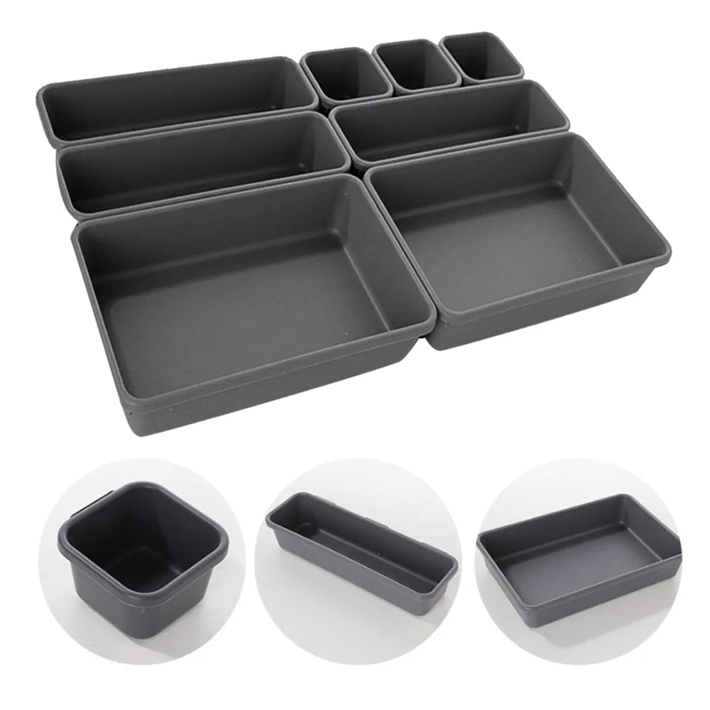 8 unids/set cajón ajustable caja organizadora bandejas maquillaje cosméticos artículos divisor titular cocina baño armario joyero