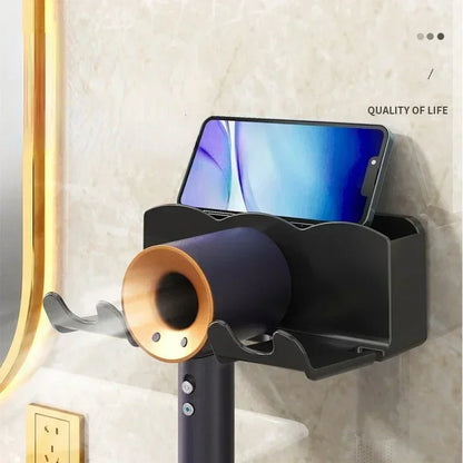 Wall Mounted Hair Dryer Holder For Dyson Bathroom Shelf without Drilling Plastic Hair dryer stand Bathroom Organizer