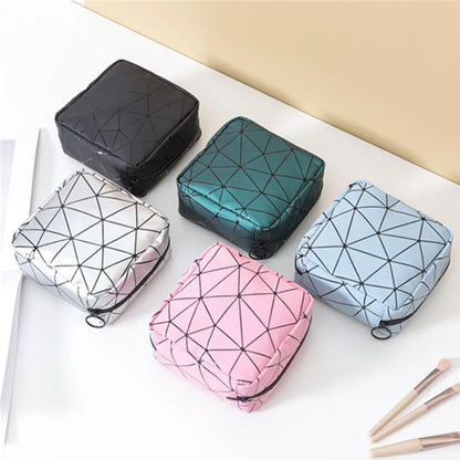 Multifunctional Rhombus Pattern Sanitary Pad Bags Reusable Napkin Storage Organizer Women Pad Pouch Bags Portable Makeup Bags