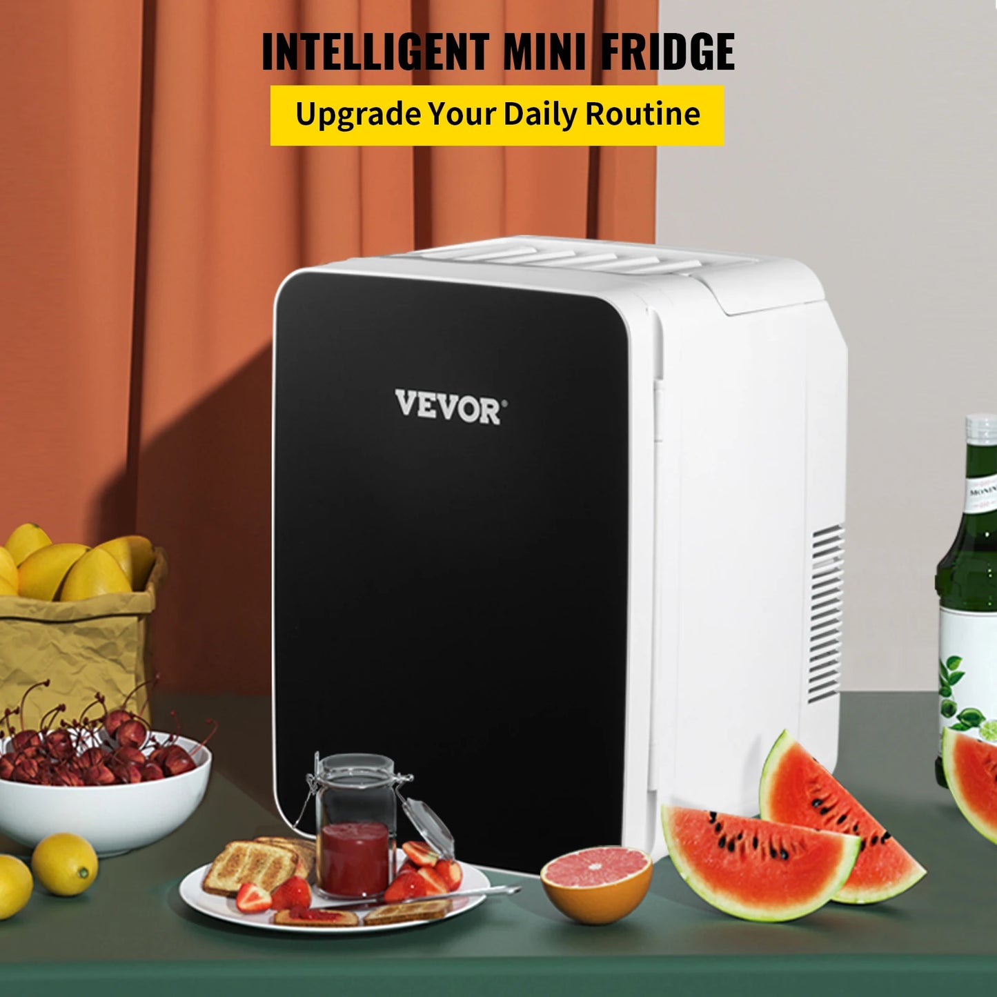 VEVOR-Mini refrigerador para coche, refrigerador portátil de 10L, congelador, refrigerador y calentador, almacenamiento de alimentos, cosméticos, cuidado de la piel, bebidas para uso doméstico y en coche