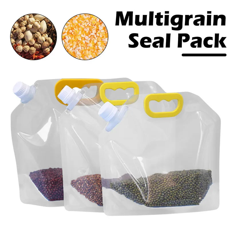 1/3/5 pièces Sac De Rangement Scellé Sac D'emballage De Riz Grains Résistant à L'humidité Anti-insectes Transparent Épaissi Portable Sac De Qualité Alimentaire