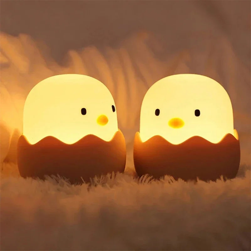 Led Children Touch Night Light Soft Silicone USB Rechargeable Bedroom Decor Gift Animal Egg Shell Chick Bedside Lamp Baby Light