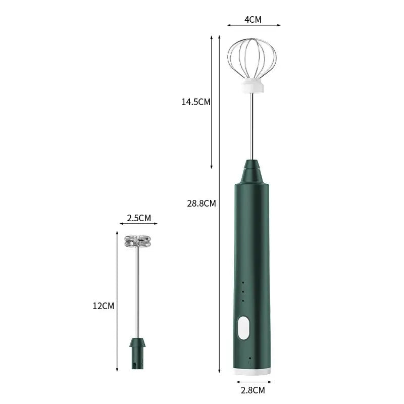 Batteur à œufs portatif Rechargeable par USB, 3 vitesses, mousseur à lait électrique, mélangeur de mousse, pour boisson au café, baguette mousseuse, 1 pièce