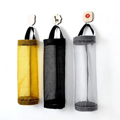 Home Grocery Bag Holder Wall Mount Plastic Bag Holder Dispenser Hanging Storage Trash Garbage Bag Kitchen Garbage Organizer