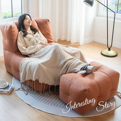 MOMO No-wash Tech Fabric Waffle Lazy Sofa Bean Bag Tatami Living Room Balcony Adult Single Chair Soft Anti-fouling Casual Sofa