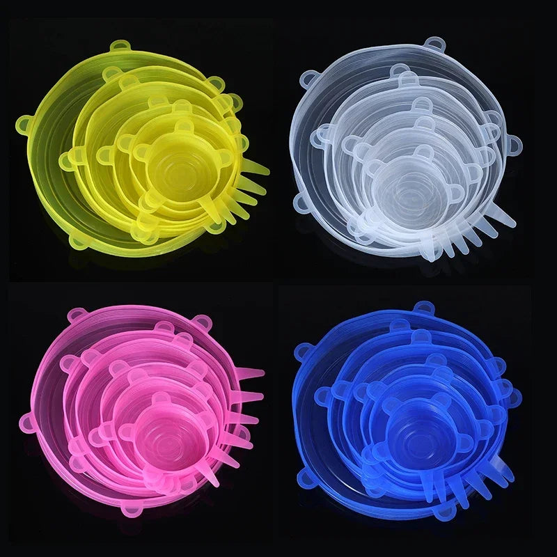 12 PCS Adaptable Silicone Lids Round Square Covers Caps Food Universal Dish Stretch for Cans Kitchen Accessories