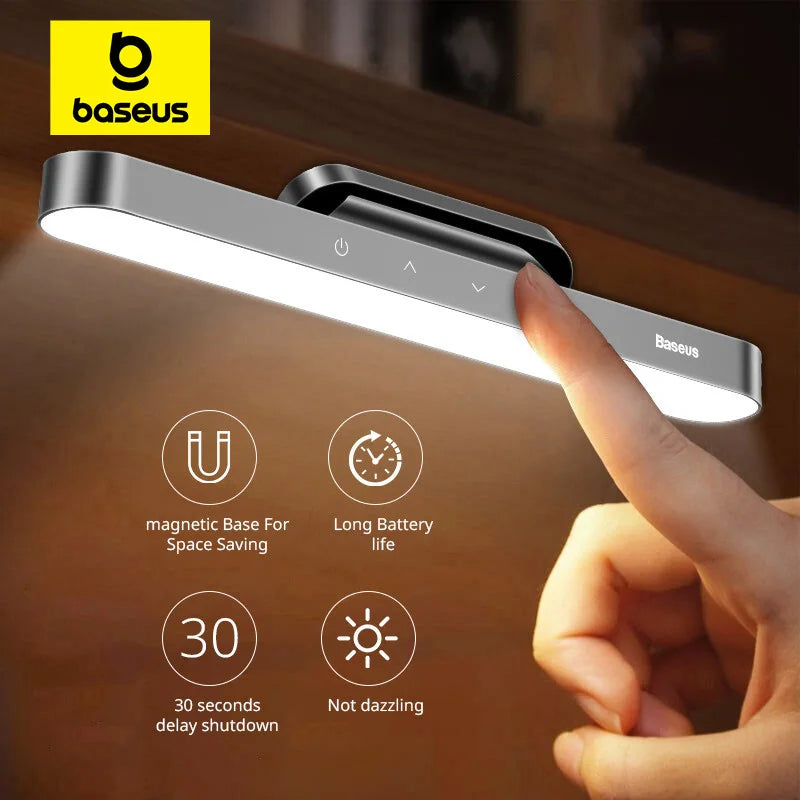 Baseus-Lámpara colgante de luz nocturna LED magnética para mesa, lámpara de escritorio con atenuación continua, luz de armario recargable para dormitorio y cocina