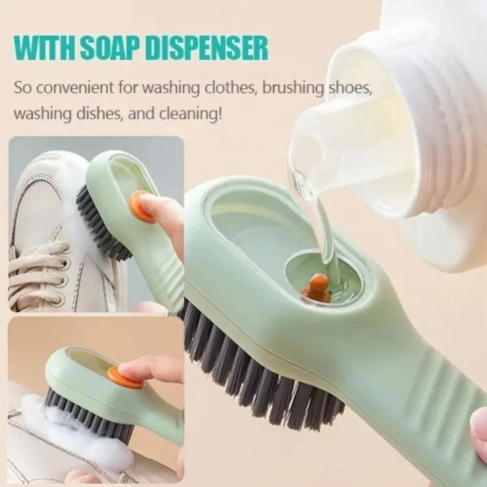 Multifunction Cleaning Shoe Brush Soft Automatic Liquid Shoe Brush Long Handle Clothes Soap Brush With Hook Clean Tool