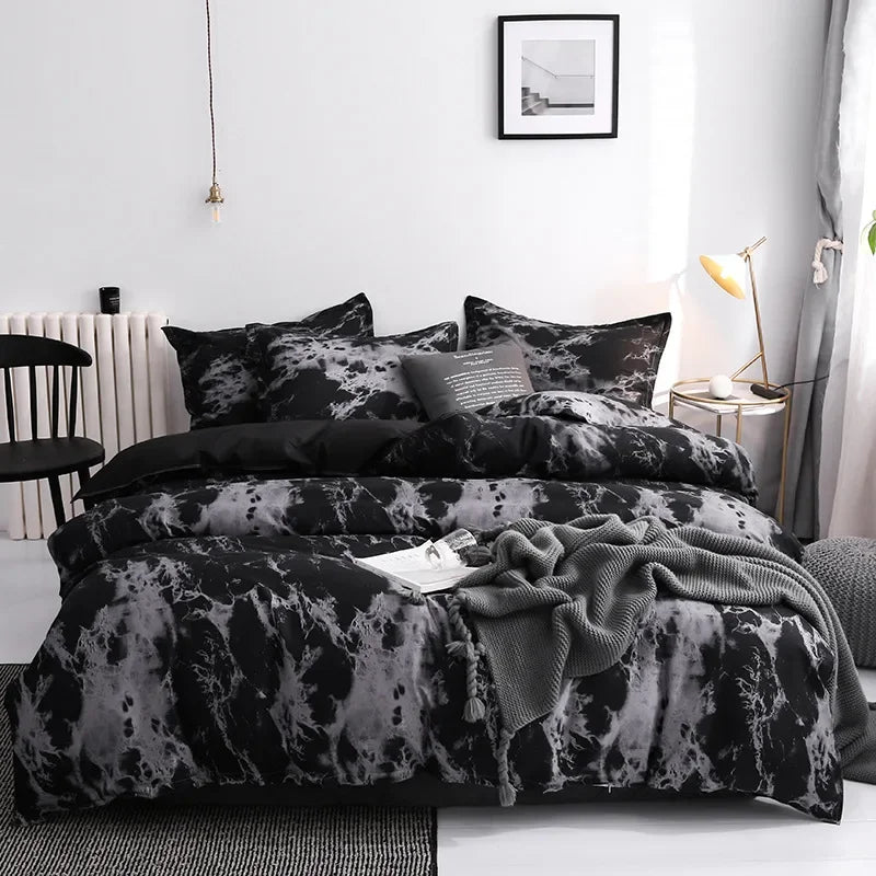 Ensemble de literie de Style minimaliste, 3 pièces, housse de couette 240x220 avec taie d'oreiller, housse de couette noire, drap de lit double, Queen, King Size