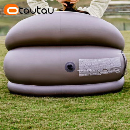 OTAUTAU Outdoor Inflatable Sofa with Footrest Ottoman Stool Portable Camping Folding Furniture Chasie Lounge Recliner SF101