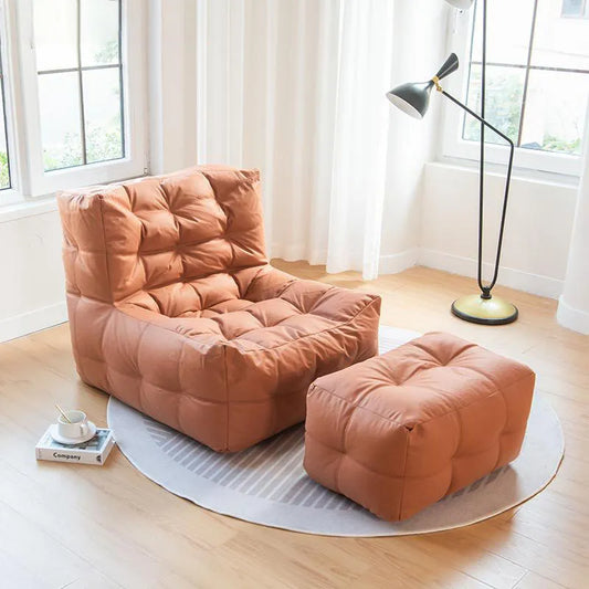 MOMO No-lavado Tech tela Waffle Lazy Sofa Bean Bag Tatami sala de estar balcón silla individual para adultos sofá informal suave antiincrustante