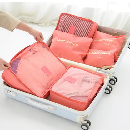 6pcs Travel Bag Organizer Clothes Luggage Travel Organizer Blanket Shoes Organizers Bag Suitcase Traveling Pouch Packing Cubes