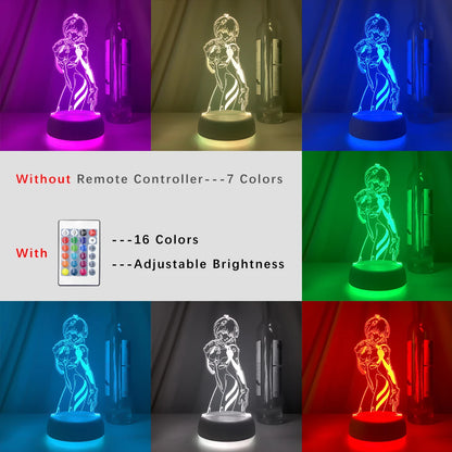 3d Led Lamp Anime EVA for Bedroom Decorative Nightlight Birthday Gift Acrylic Led Night Light Ayanami Rei Figure Dropshipping